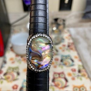 Rhodium Plated Hammered Ring